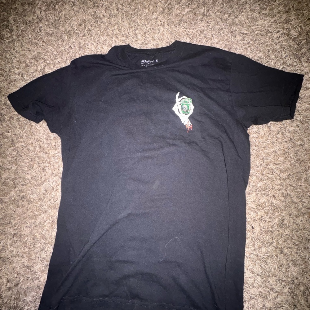 Retrofit Black Tee with Green and Red Graphic